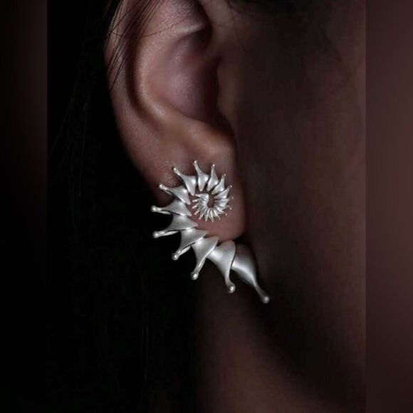 Silver Spiral Earrings S1026 - Picture 1 of 3